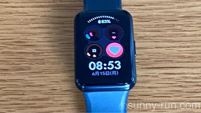 HUAWEI WATCH FIT Special Editionの普段使っている待ち受け画面ディスプレイの写真